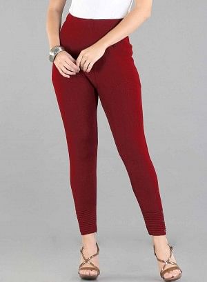 Red Solid Woollen Leggings