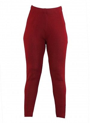 Red Solid Woollen Leggings