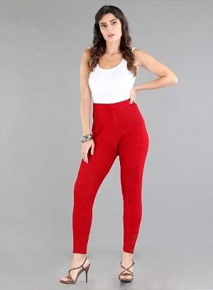 Red Solid Woollen Leggings