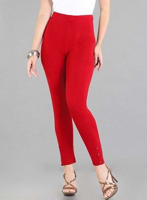 Red Solid Woollen Leggings