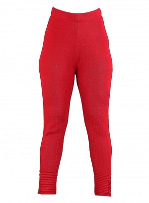 Red Solid Woollen Leggings