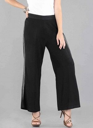 Black Solid Palazzos