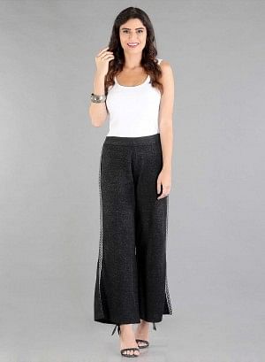 Black Solid Palazzos