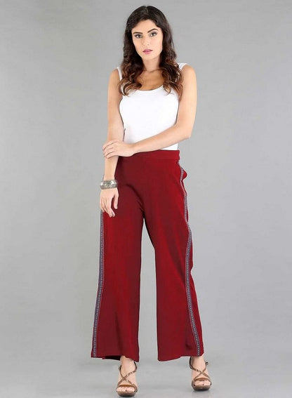 Red Solid Palazzos