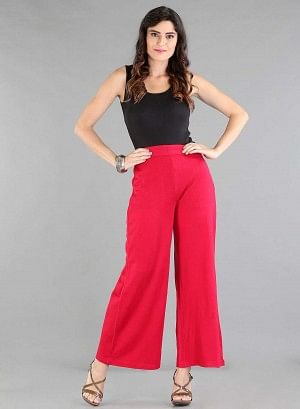 Red Solid Palazzos
