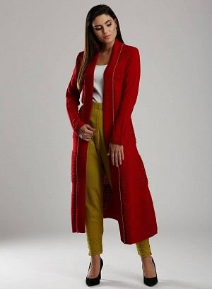 Red Open Cardigan