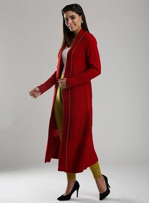 Red Open Cardigan