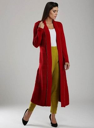 Red Open Cardigan