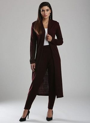 Maroon Open Cardigan