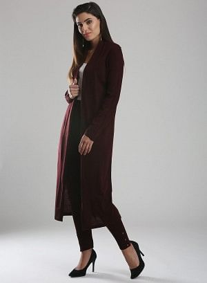 Maroon Open Cardigan