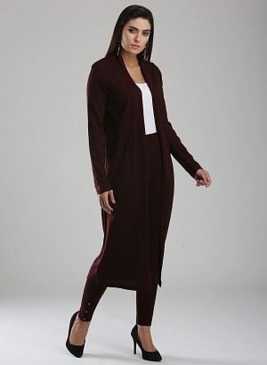 Maroon Open Cardigan