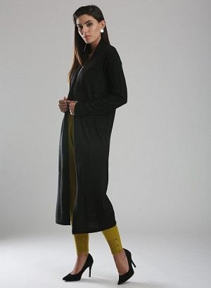 Black Front Open Cardigan