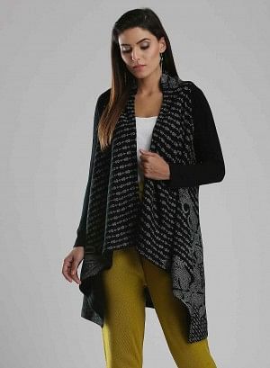 Black Open Front Cardigan