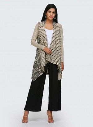 Beige Printed Cape