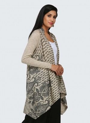 Beige Printed Cape