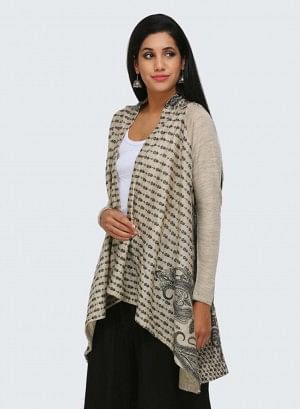 Beige Printed Cape