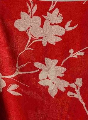 Red &amp; White Floral Print Winter Stole