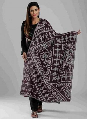 Maroon Printed Winter Stole