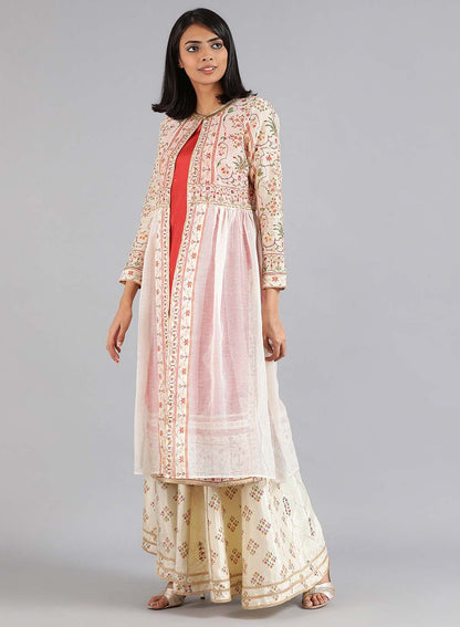 Off-White Round Neck Layered kurta