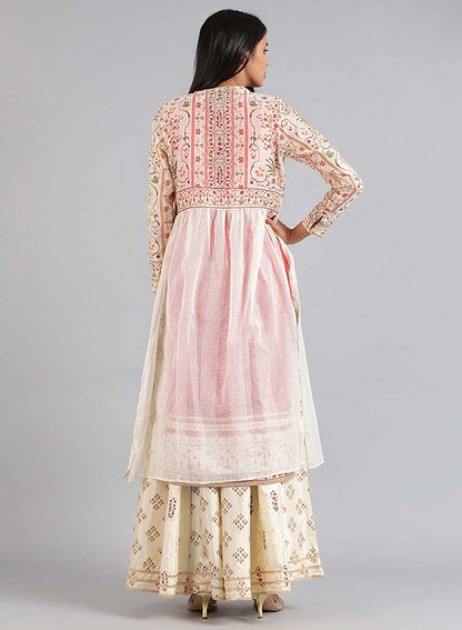 Off-White Round Neck Layered kurta