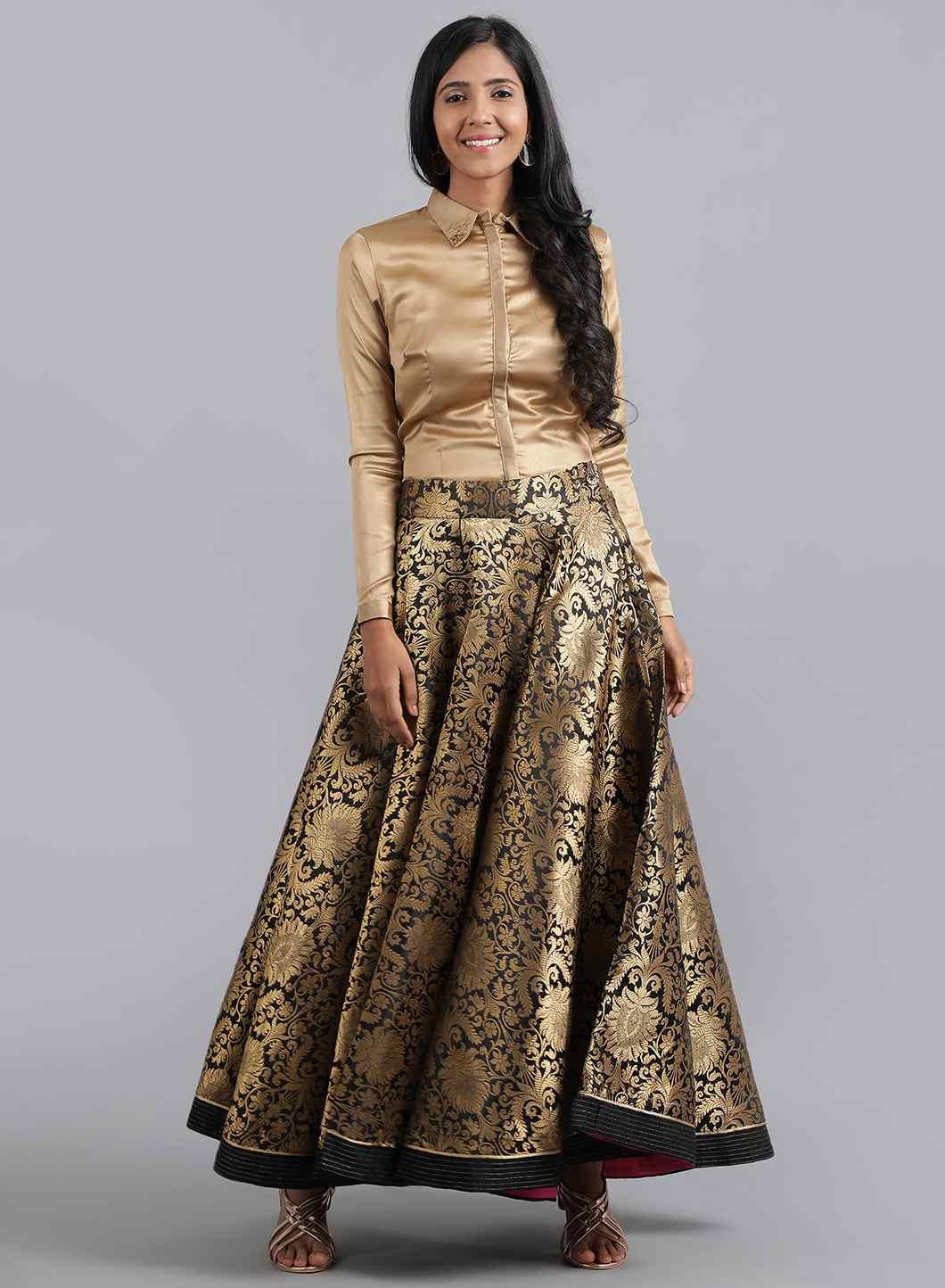 Golden Shirt Collar kurta - wforwoman