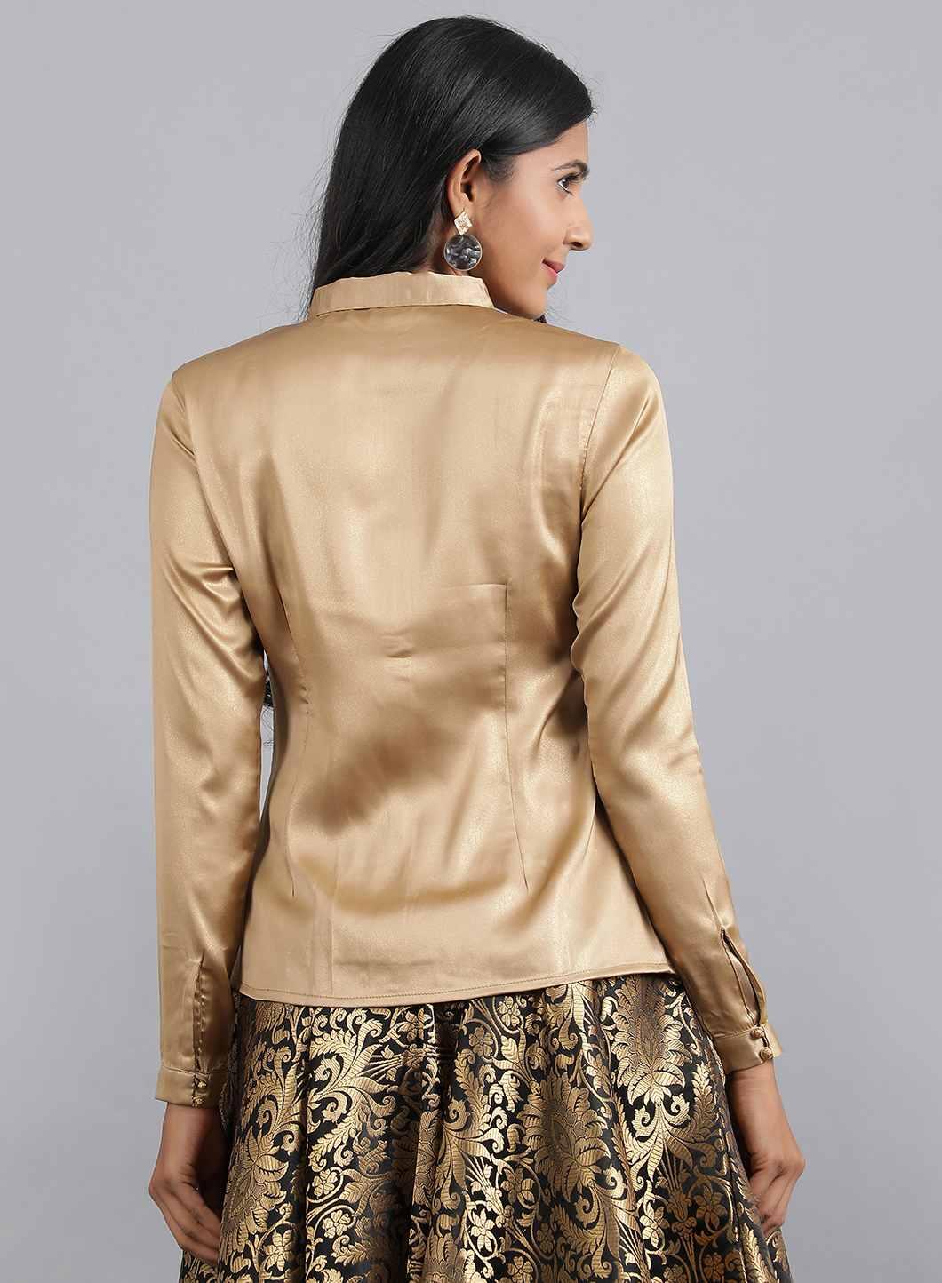 Golden Shirt Collar kurta - wforwoman