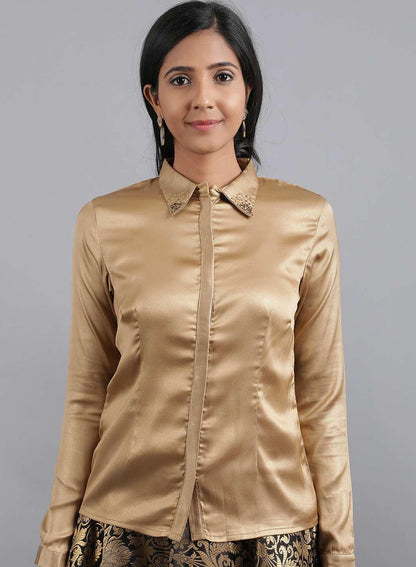 Golden Shirt Collar kurta - wforwoman