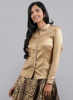 Golden Shirt Collar kurta - wforwoman