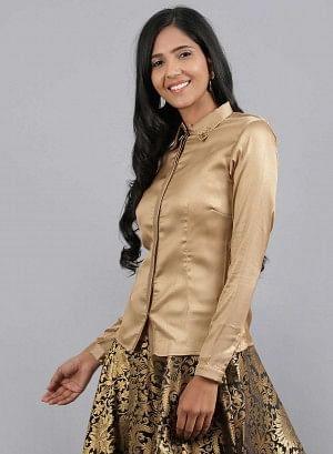 Golden Shirt Collar kurta - wforwoman