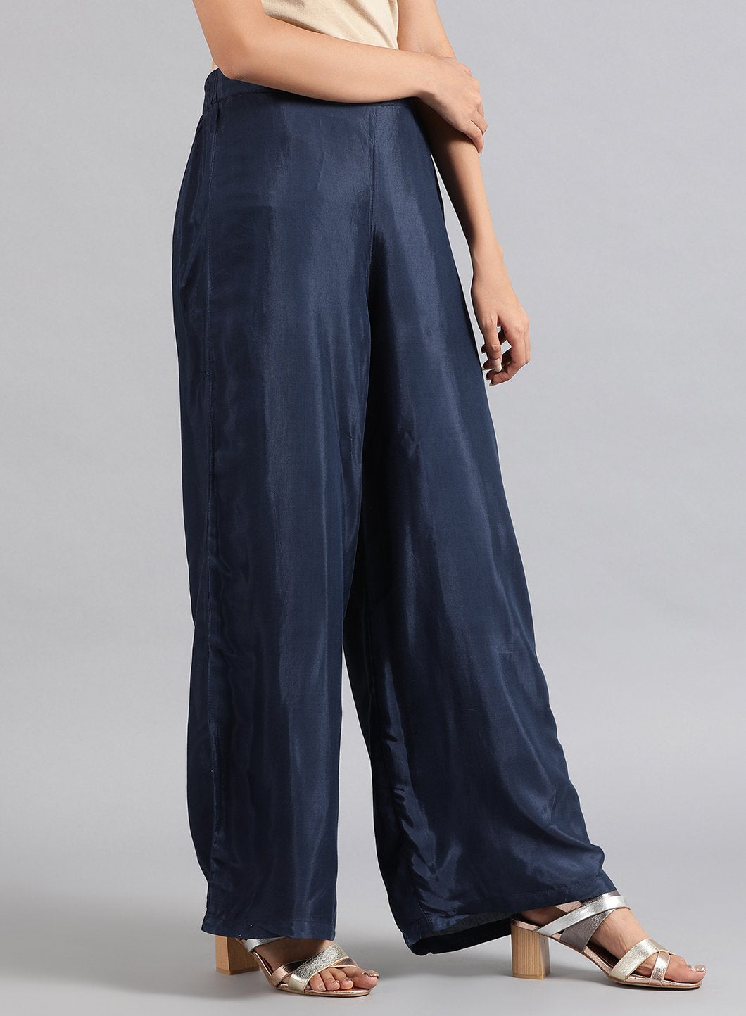 Blue Solid Pants