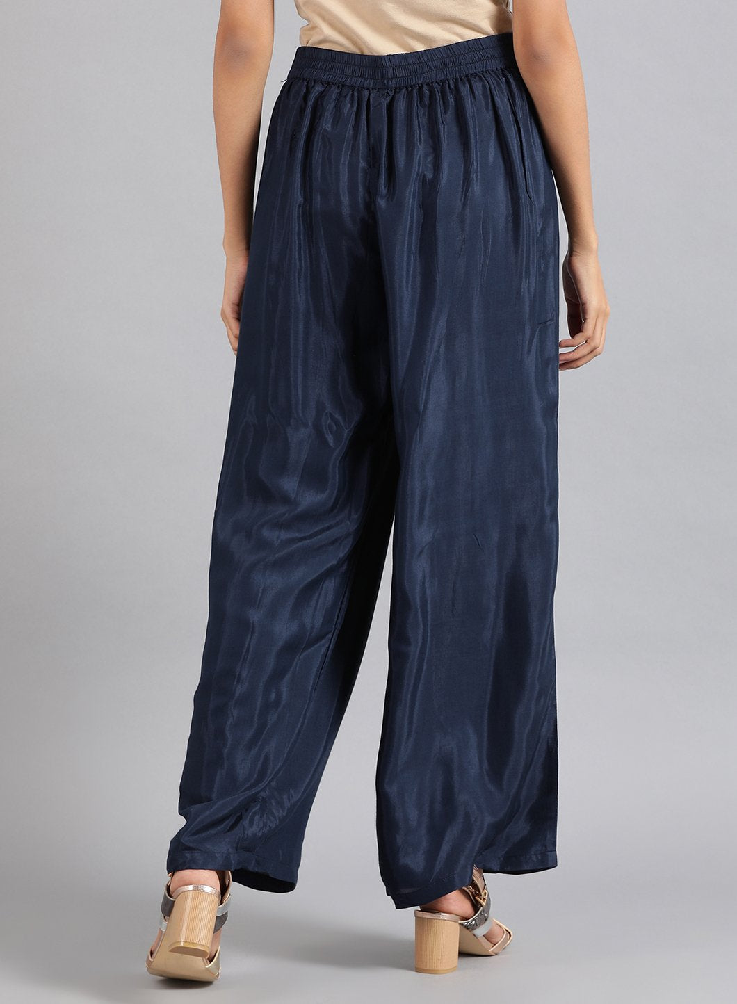 Blue Solid Pants