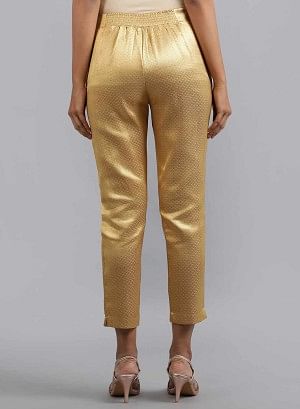 Gold Jacquard Slim Pants