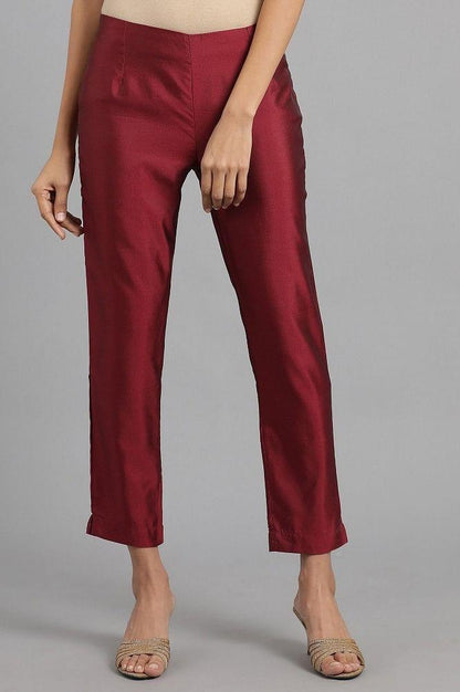 Maroon Straight Pants - wforwoman