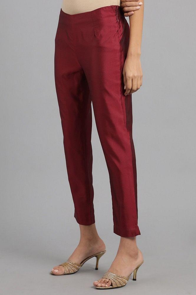 Maroon Straight Pants - wforwoman