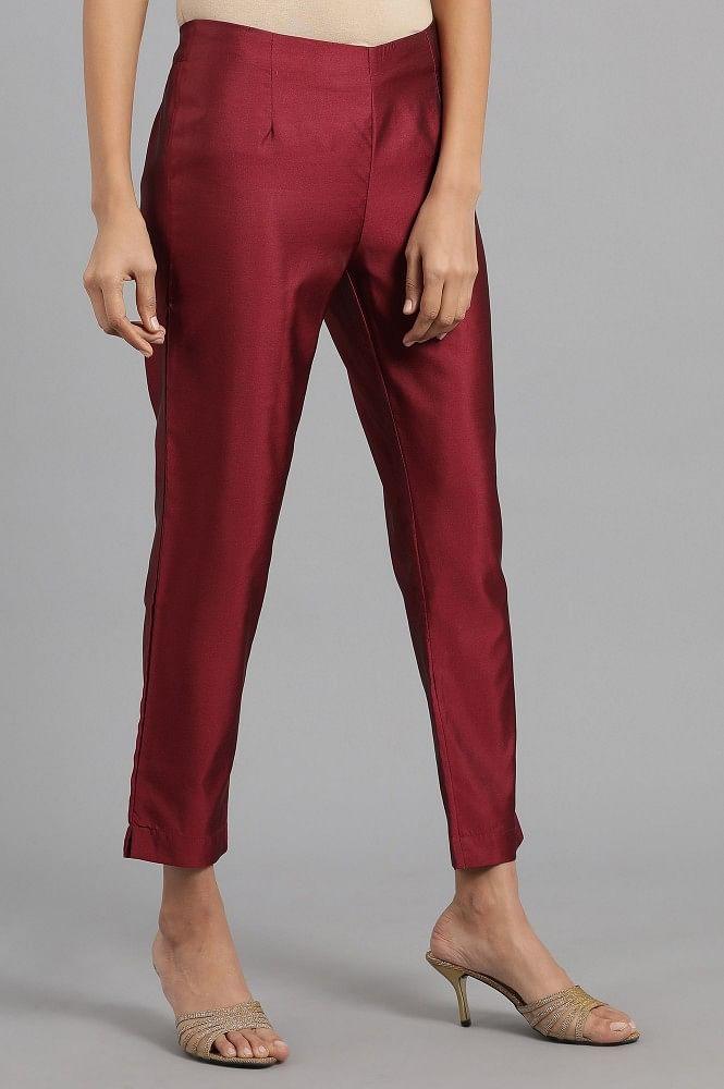 Maroon Straight Pants - wforwoman