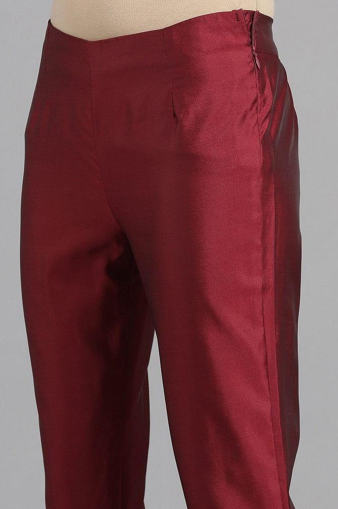 Maroon Straight Pants - wforwoman