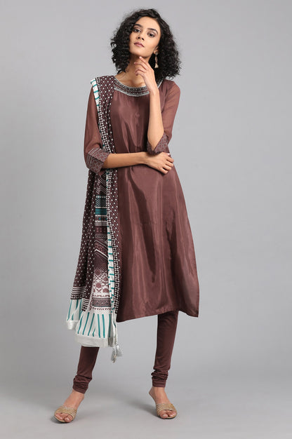 Brown Printed Dupatta