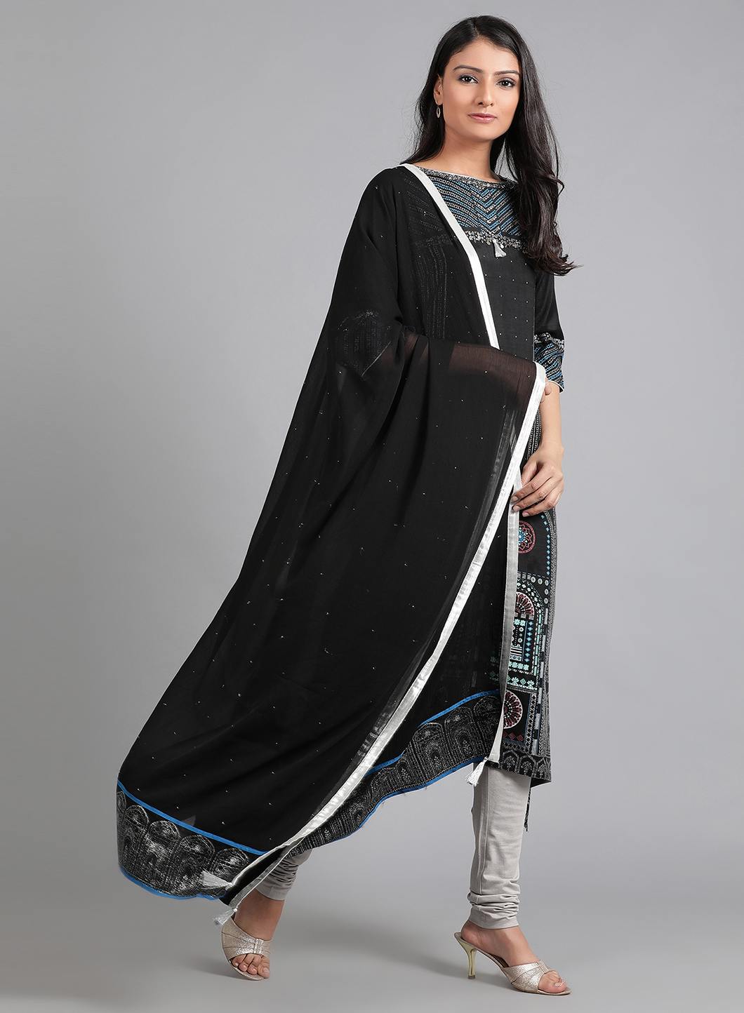 Black Solid Dupatta