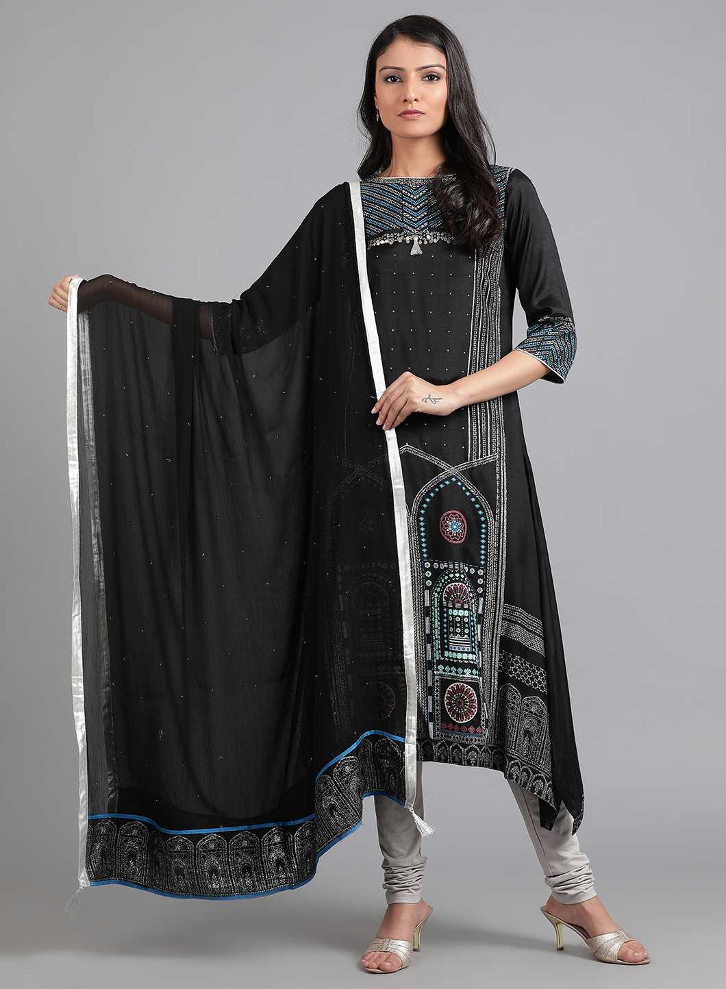 Black Solid Dupatta