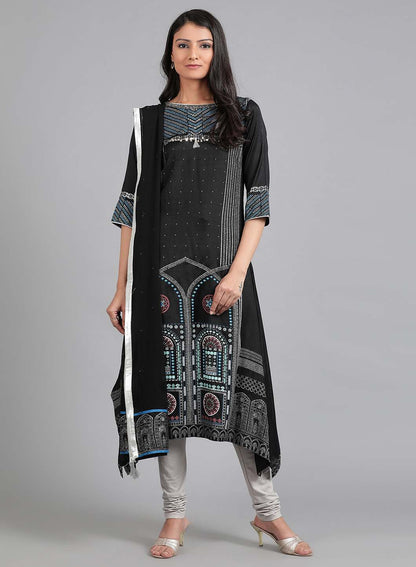 Black Solid Dupatta