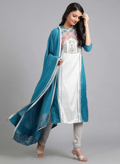 Blue Solid Dupatta