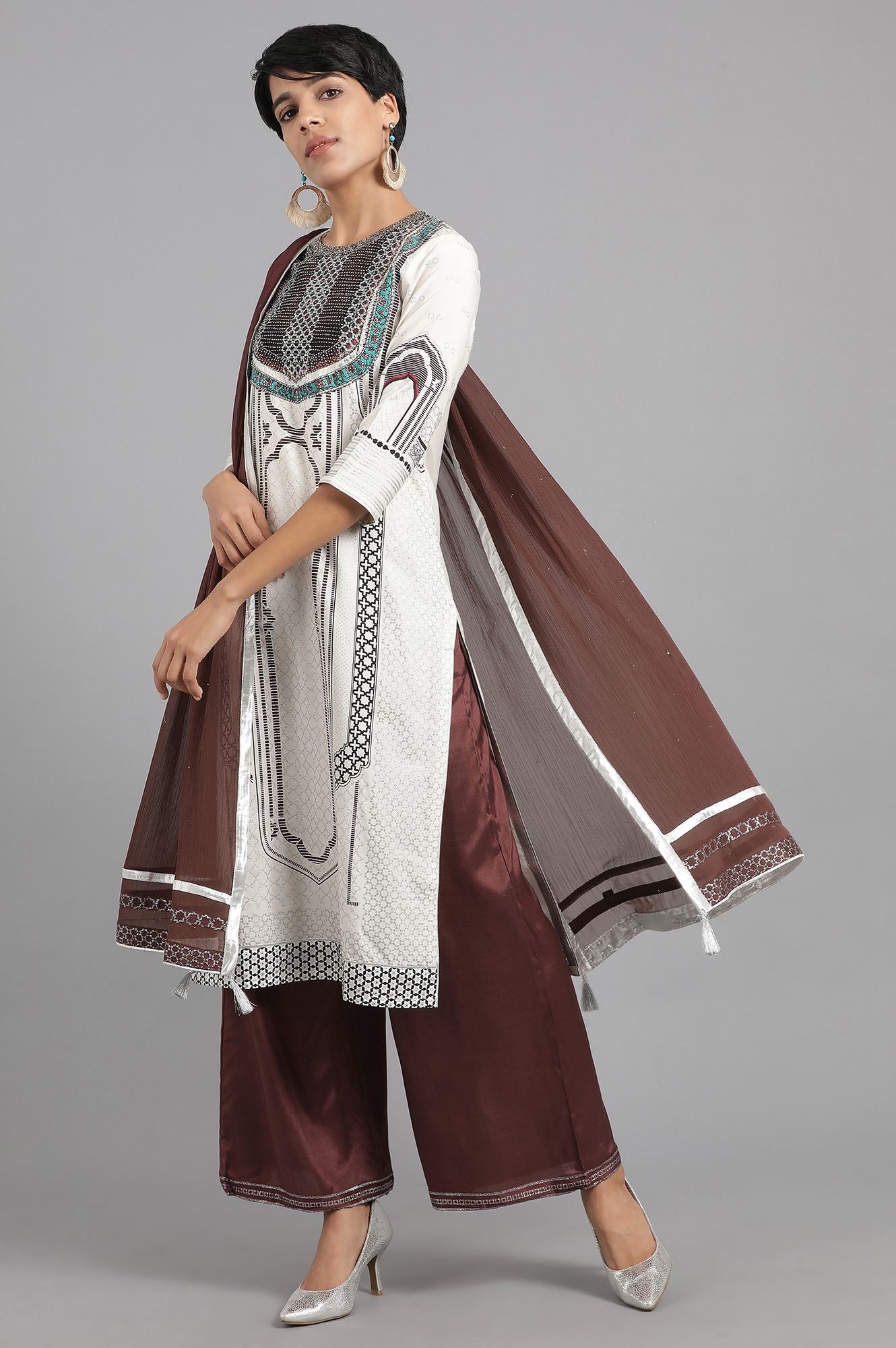 Brown Solid Dupatta