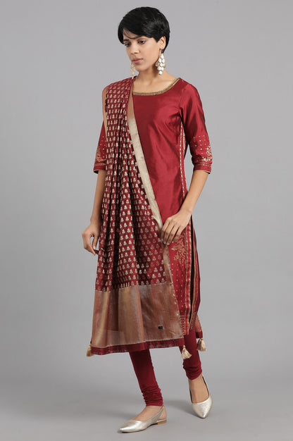 Maroon Jacquard Dupatta