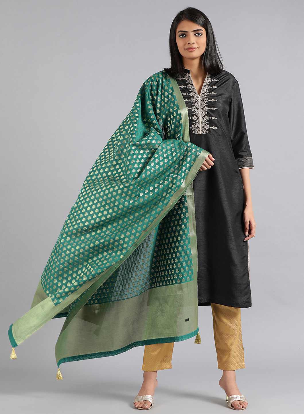 Green Embellished Dupatta