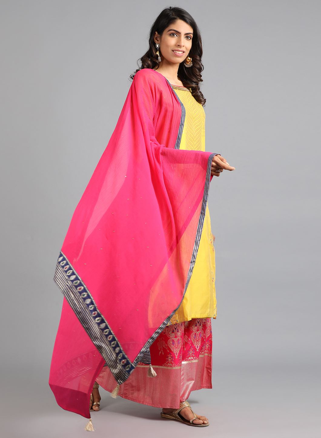 Pink Solid Dupatta