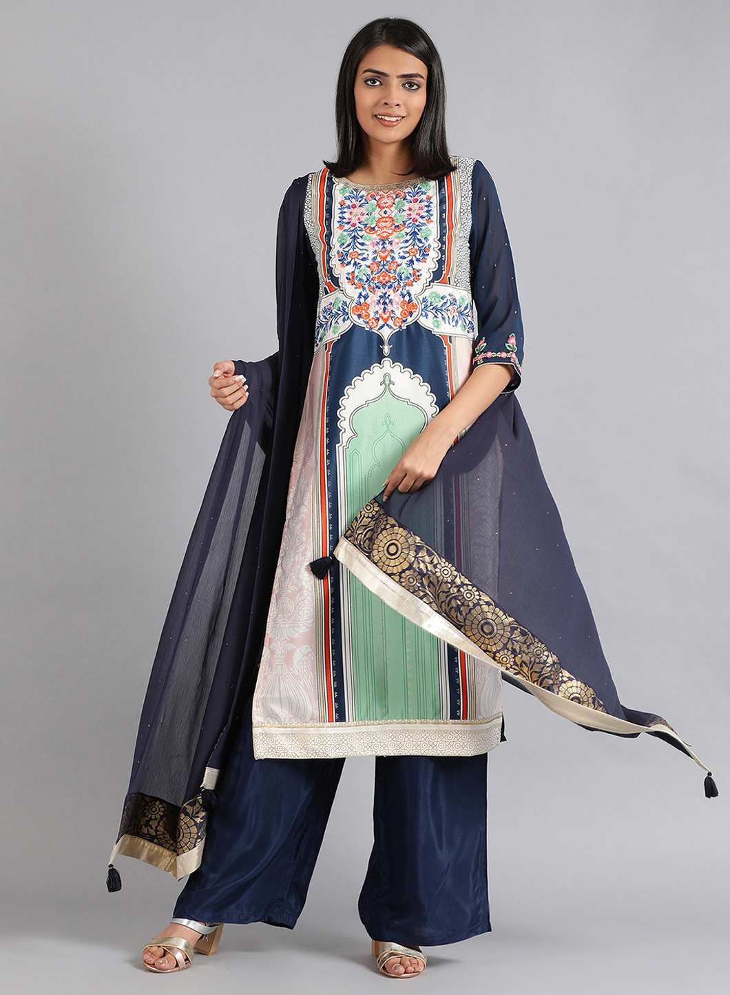 Blue Solid Dupatta