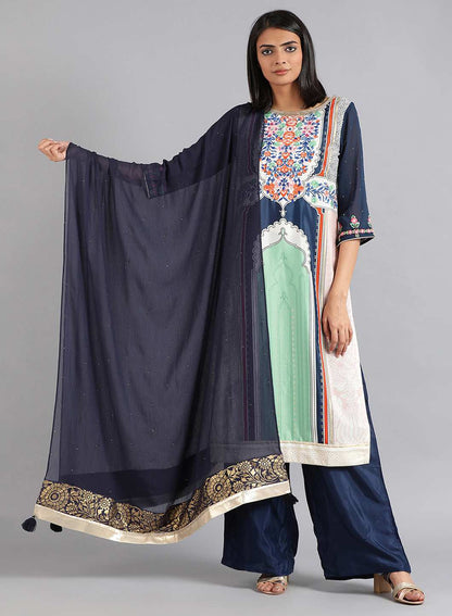 Blue Solid Dupatta