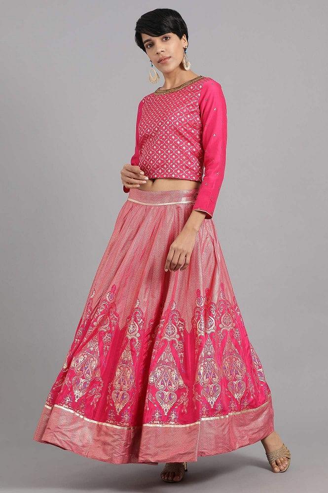 Pink Round Neck Yarn-dyed kurta Set - wforwoman