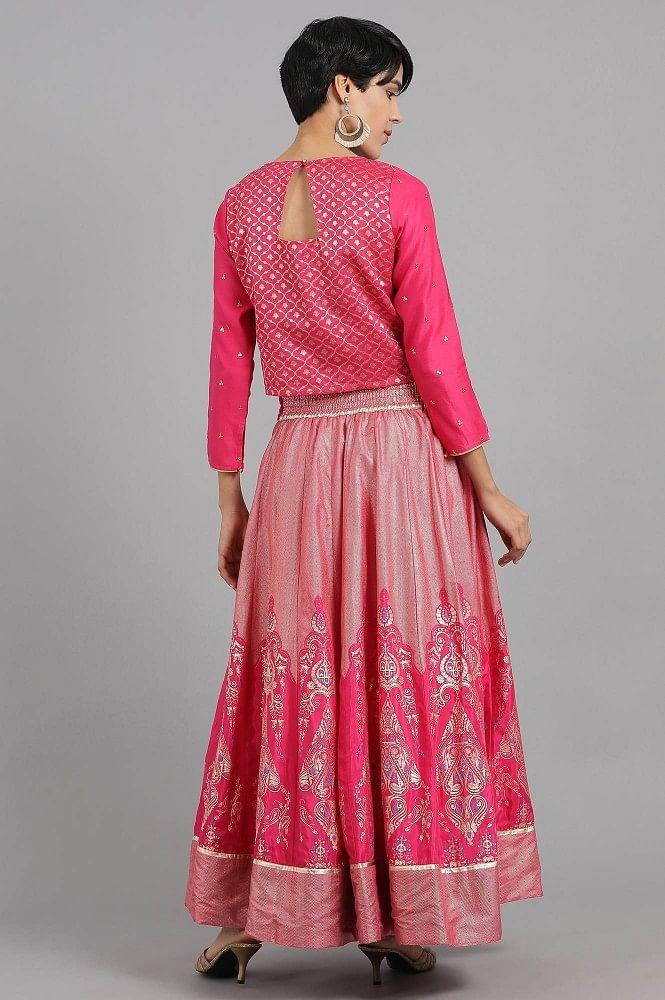 Pink Round Neck Yarn-dyed kurta Set - wforwoman