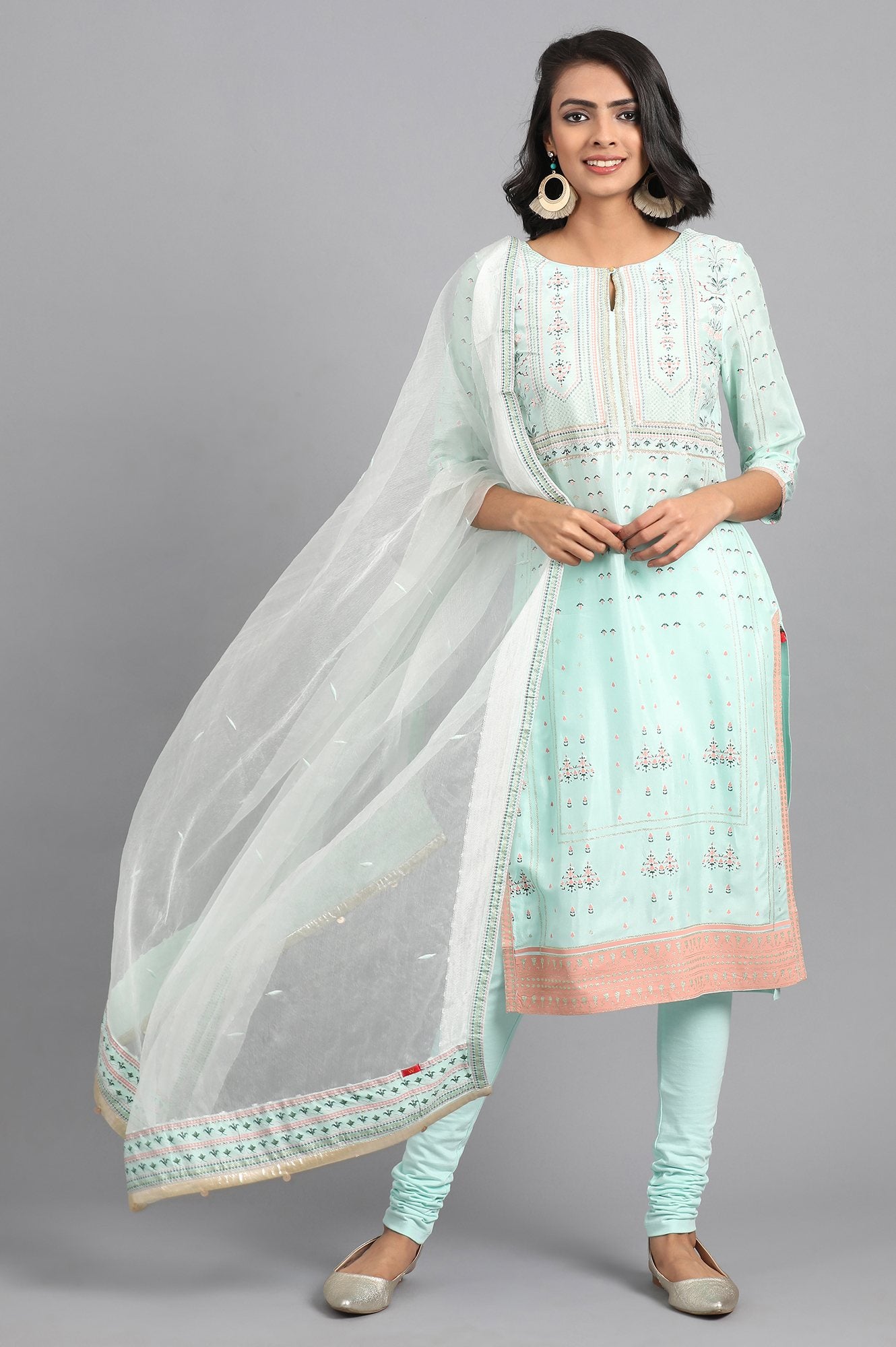 Blue Knitted Churidar